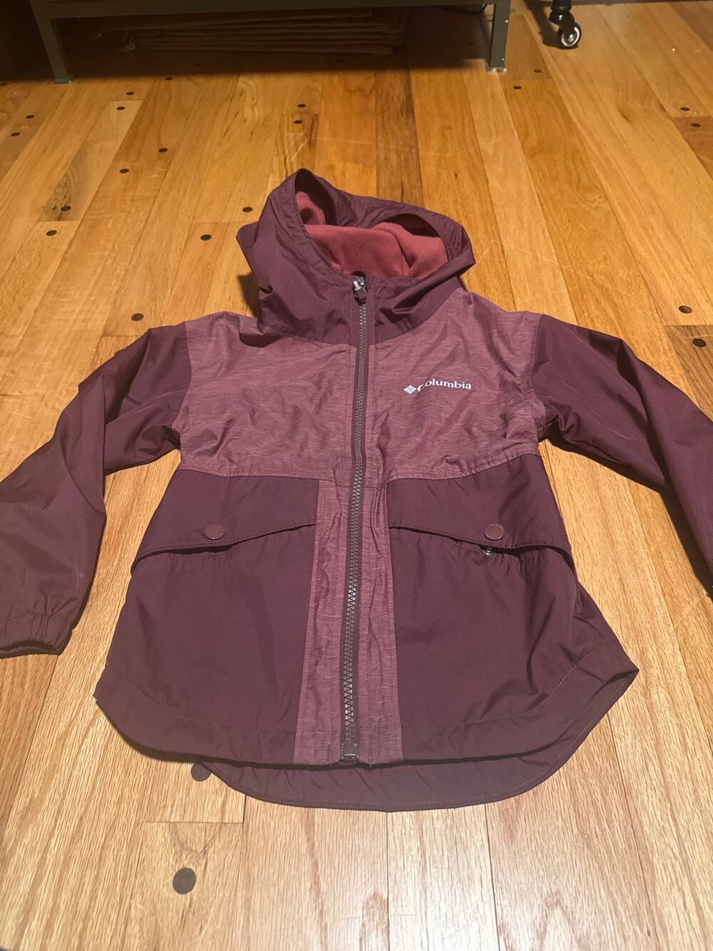 Columbia Girls XXS Hooded Jacket Burgundy Fleece Lined Full Zip RC2004